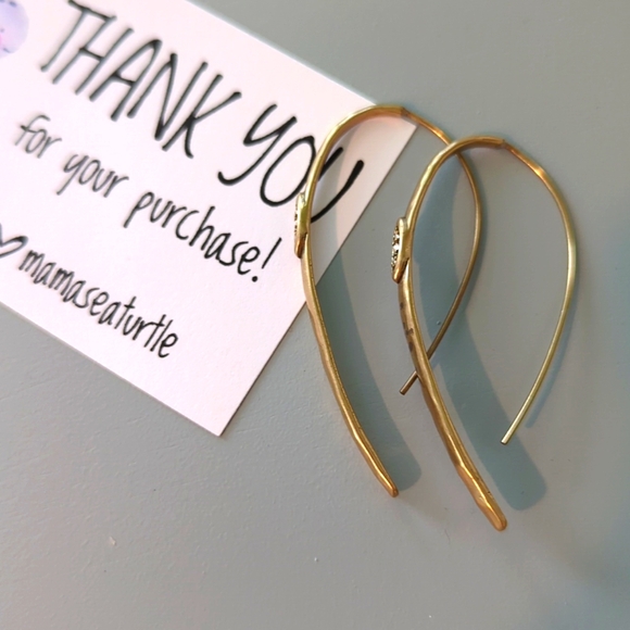 Silpada brass/gold colored and cz earrings - Picture 2 of 6